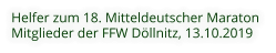 Helfer zum 18. Mitteldeutscher Maraton  Mitglieder der FFW Döllnitz, 13.10.2019
